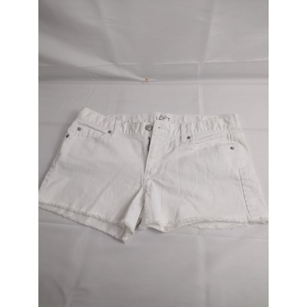 Loft Ann Taylor Shorts Womens 6Cut Off Denim Flat Front White Ladies Casual